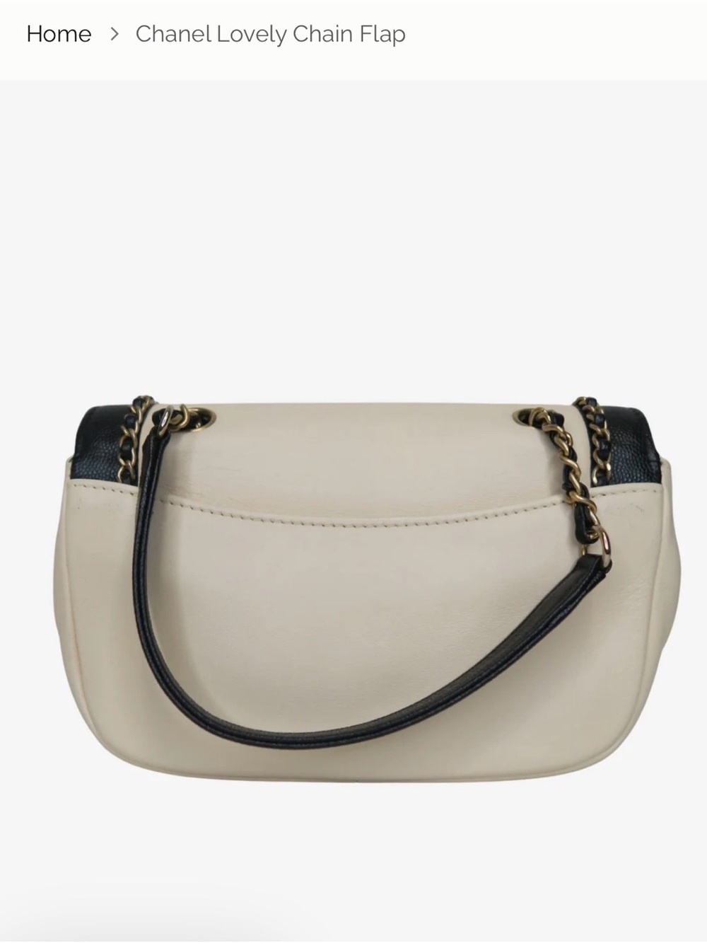 CHANEL Cream and Black Chain Trim Flap Crossbody Bag - Picture 4 of 16
